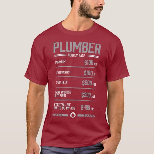 Funny Plumber Hourly Rate T-shirt (Voorkant)
