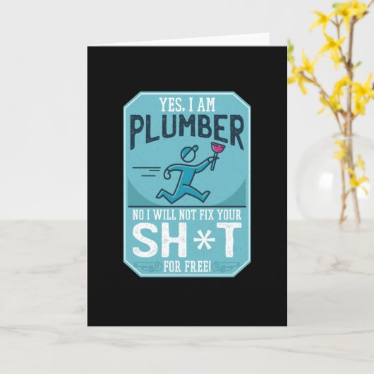 Funny Plumber Kaart (Gele Bloem)