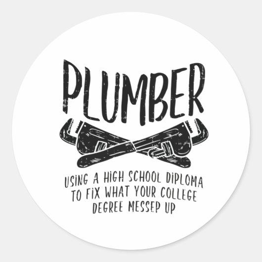 Funny Plumber Ronde Sticker (Voorkant)