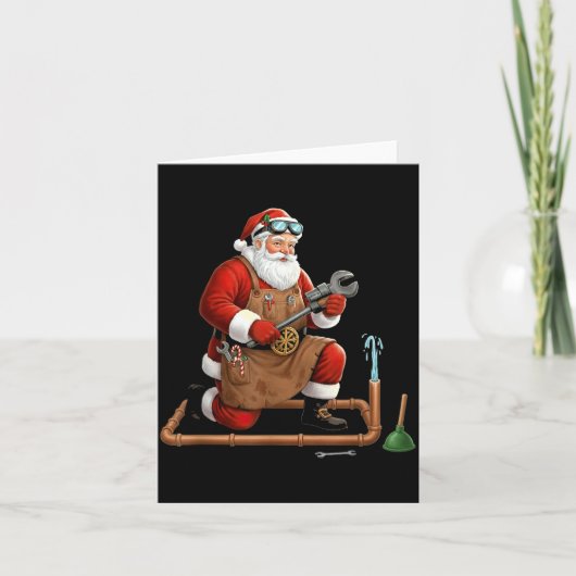 Funny Plumber Santa Christmas Graphic  Kaart (Voorkant)