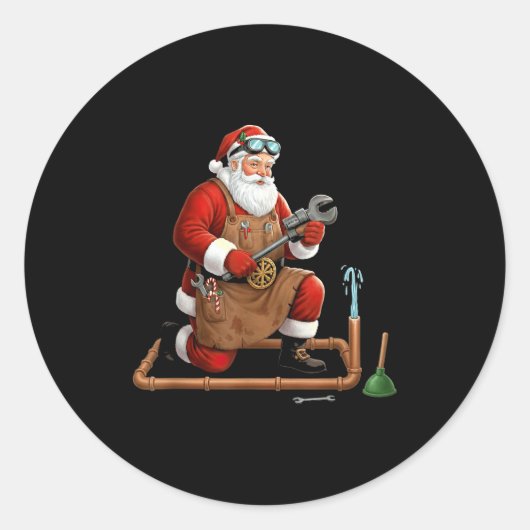 Funny Plumber Santa Christmas Graphic  Ronde Sticker (Voorkant)