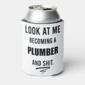 Funny Plumber T-Shirt Gift Plumbing Shirt Blikjeskoeler (Blikje Achterkant)