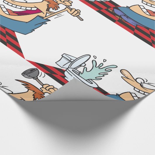 Funny Plumber Unblocking een toilet Cadeaupapier (Hoek)