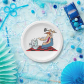 Funny Plumber Unblocking een toilet Papieren Bordje (Feest)