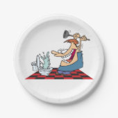 Funny Plumber Unblocking een toilet Papieren Bordje (Voorkant)