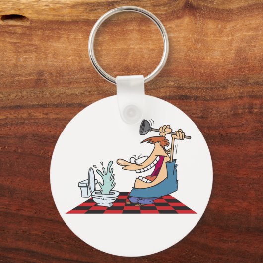 Funny Plumber Unblocking een toilet Sleutelhanger (Voorkant)