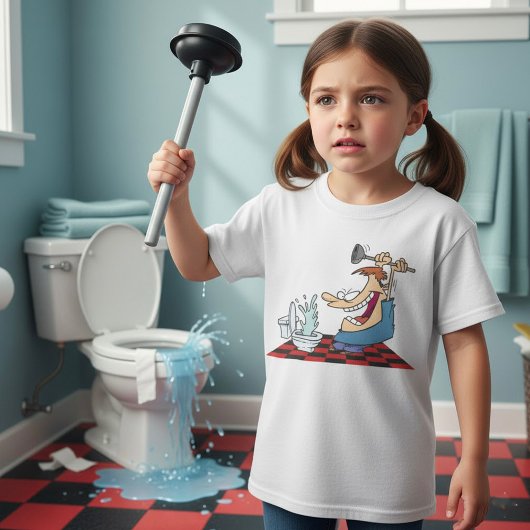 Funny Plumber Unblocking een toilet T-shirt
