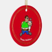 Funny Plumber van de kerstversiering van Toilet Keramisch Ornament (Rechts)