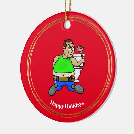 Funny Plumber van de kerstversiering van Toilet Keramisch Ornament (Links)