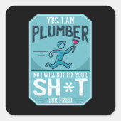 Funny Plumber Vierkante Sticker (Voorkant)