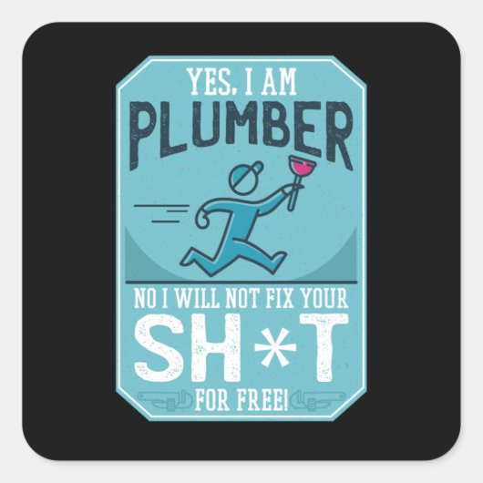 Funny Plumber Vierkante Sticker (Voorkant)