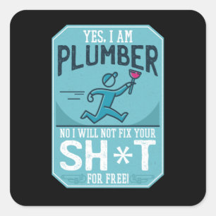 Funny Plumber Vierkante Sticker