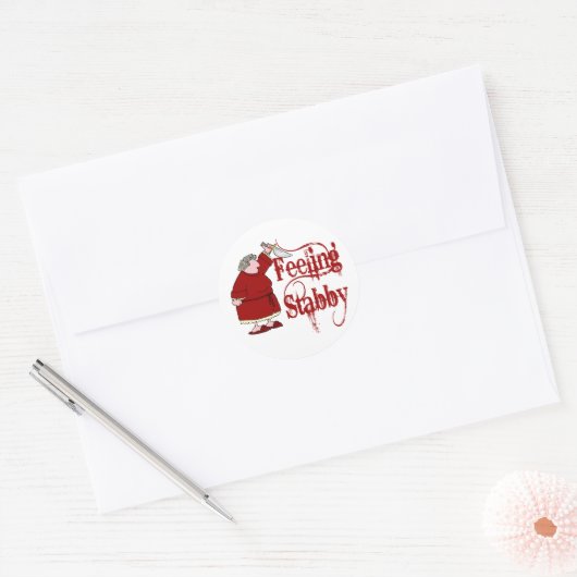 Funny PMS Stabby Ronde Sticker (Envelop)
