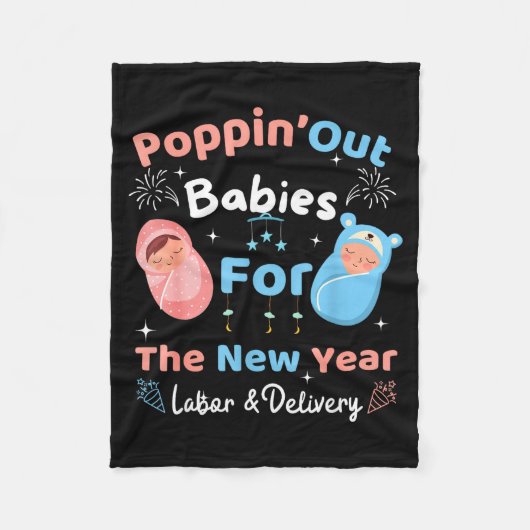 Funny Pn' Out Babies For The New Year Labor &amp;  Fleece Deken (Voorkant)