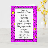 Funny Poem Pink Beste Moederdag Card Kaart (Gele Bloem)