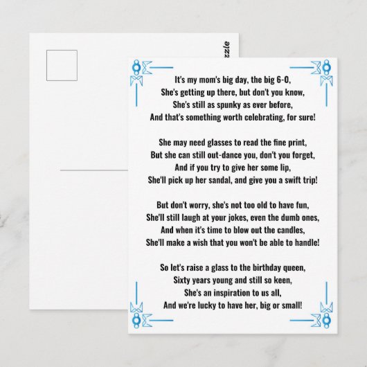 Funny Poem voor 60th Birthday Woman Briefkaart (Voorkant / Achterkant)