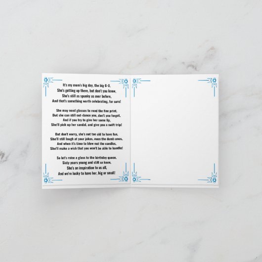 Funny Poem voor 60th Birthday Woman Kaart (Binnen)