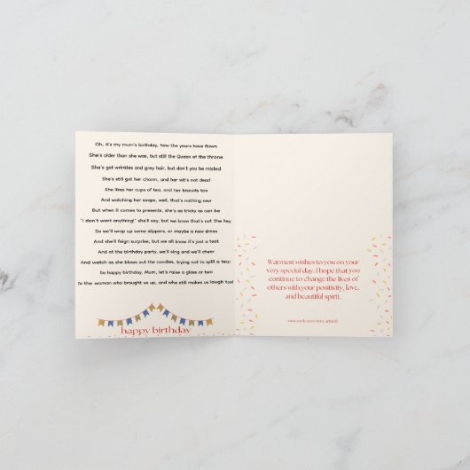 Funny Poem voor moeder geboortedag Kaart (Binnen)