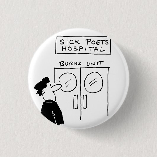Funny Poet Hospital Cartoon Ronde Button 3,2 Cm (Voorkant)