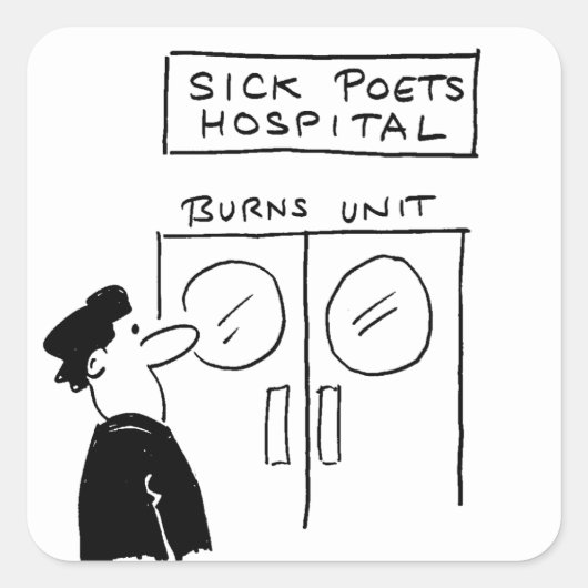 Funny Poet Hospital Cartoon Vierkante Sticker (Voorkant)