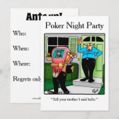 Funny Poker Night Party-uitnodigingen Kaart (Voorkant / Achterkant)