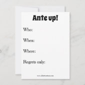 Funny Poker Night Party-uitnodigingen Kaart (Achterkant)