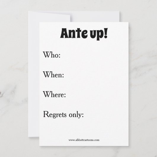 Funny Poker Night Party-uitnodigingen Kaart (Achterkant)