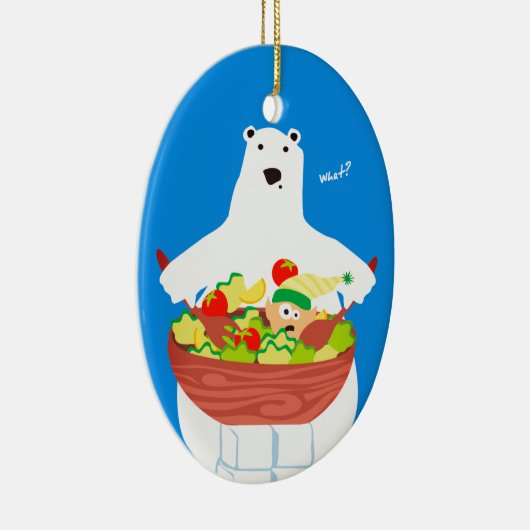 Funny polaire beer elf salade kerstversiering keramisch ornament (Rechts)