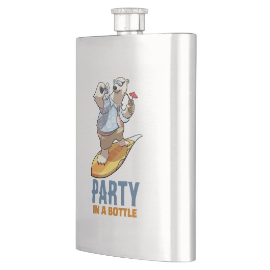 Funny Polar Bear Party In A Bottle Surfer Cartoon Flacon (Links)