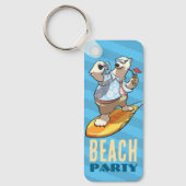 Funny Polar Beer Beach Party Summer Surfer Cartoon Sleutelhanger (Voorkant)