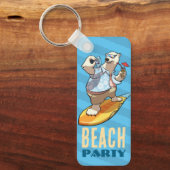 Funny Polar Beer Beach Party Summer Surfer Cartoon Sleutelhanger (Voorkant)