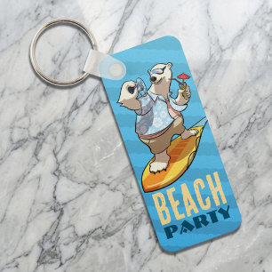 Funny Polar Beer Beach Party Summer Surfer Cartoon Sleutelhanger