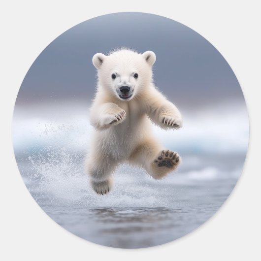 Funny Polar Beer Cub Ronde Sticker (Voorkant)