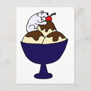 Funny Polar Beer Eet Ice Cream Sundae Briefkaart