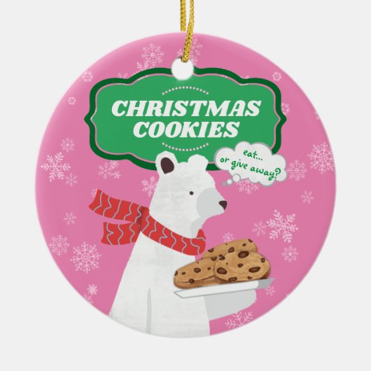 Funny polar beer kerstkoekjes gepersonaliseerd keramisch ornament (Voorkant)