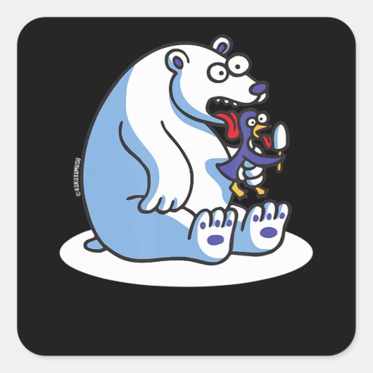 Funny Polar Beer Penguin Ice Cream Dierenvriend Vierkante Sticker (Voorkant)