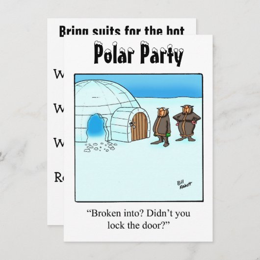 Funny Polar Party-uitnodigingen Kaart (Voorkant / Achterkant)