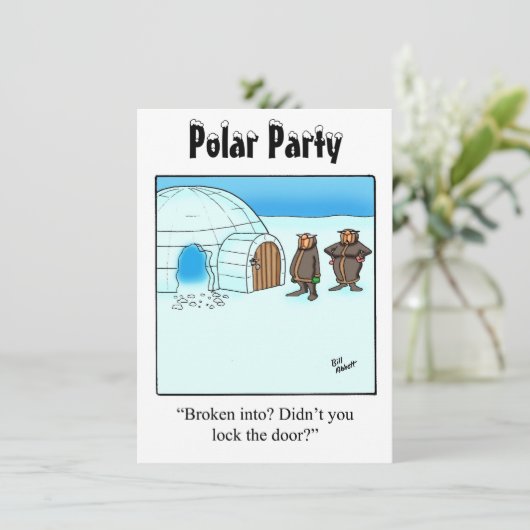 Funny Polar Party-uitnodigingen Kaart (Staand voorkant)