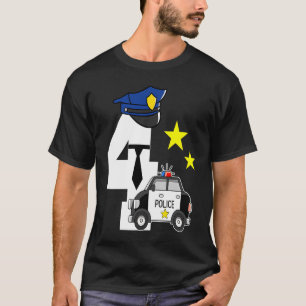 Funny Police 4 jaar oude politiewagen Lover 4th T-shirt
