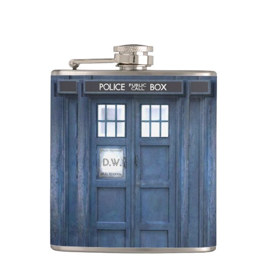Funny Police call box, voeg monogram toe Heupfles (Voorkant)