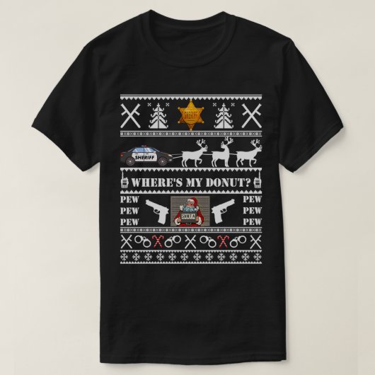 Funny Police Cop Adjunct-sheriff Ugly Kerstmis Swe T-shirt (Design voorkant)