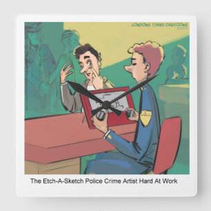 Funny Police Crime Sketch Artist Rick London Clock Vierkante Klok
