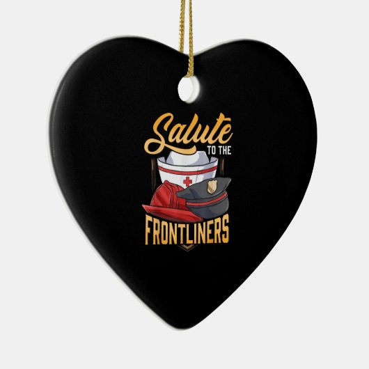 Funny Police Firefighter Frontliner Nurse Gifts Keramisch Ornament (Rechts)