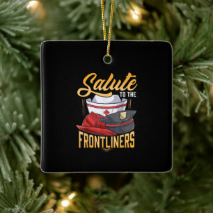 Funny Police Firefighter Frontliner Nurse Gifts Keramisch Ornament