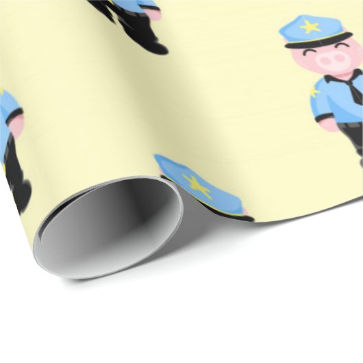 Funny Police Pigs Pattern Cadeaupapier (Rol Hoek)