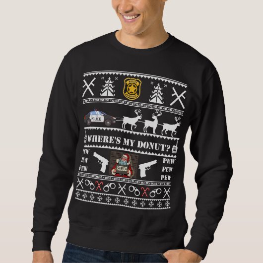 Funny Police Ugly met kerstkeuken Sweatshirt (Voorkant)