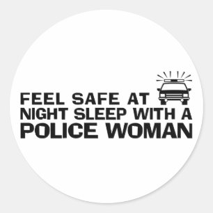 Funny Police Woman Ronde Sticker