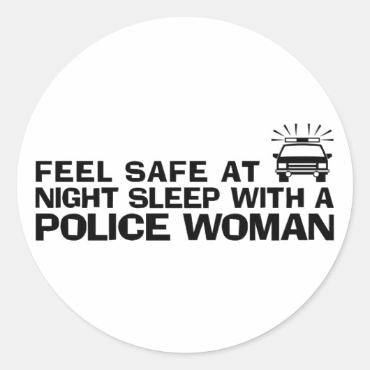 Funny Police Woman Ronde Sticker (Voorkant)