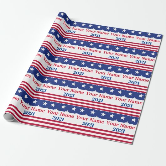 Funny Political Campaign Custom Name American Flag Cadeaupapier (Uitgerold)