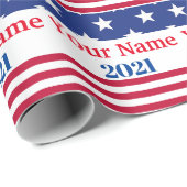 Funny Political Campaign Custom Name American Flag Cadeaupapier (Rol Hoek)